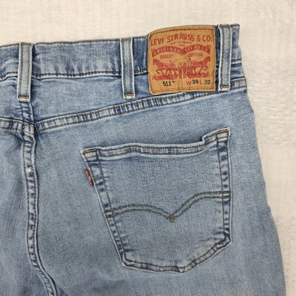 Levis 511 Slim Straight Jeans Mens 38x32 Blue Denim Mid Rise Stretch 04511-2305